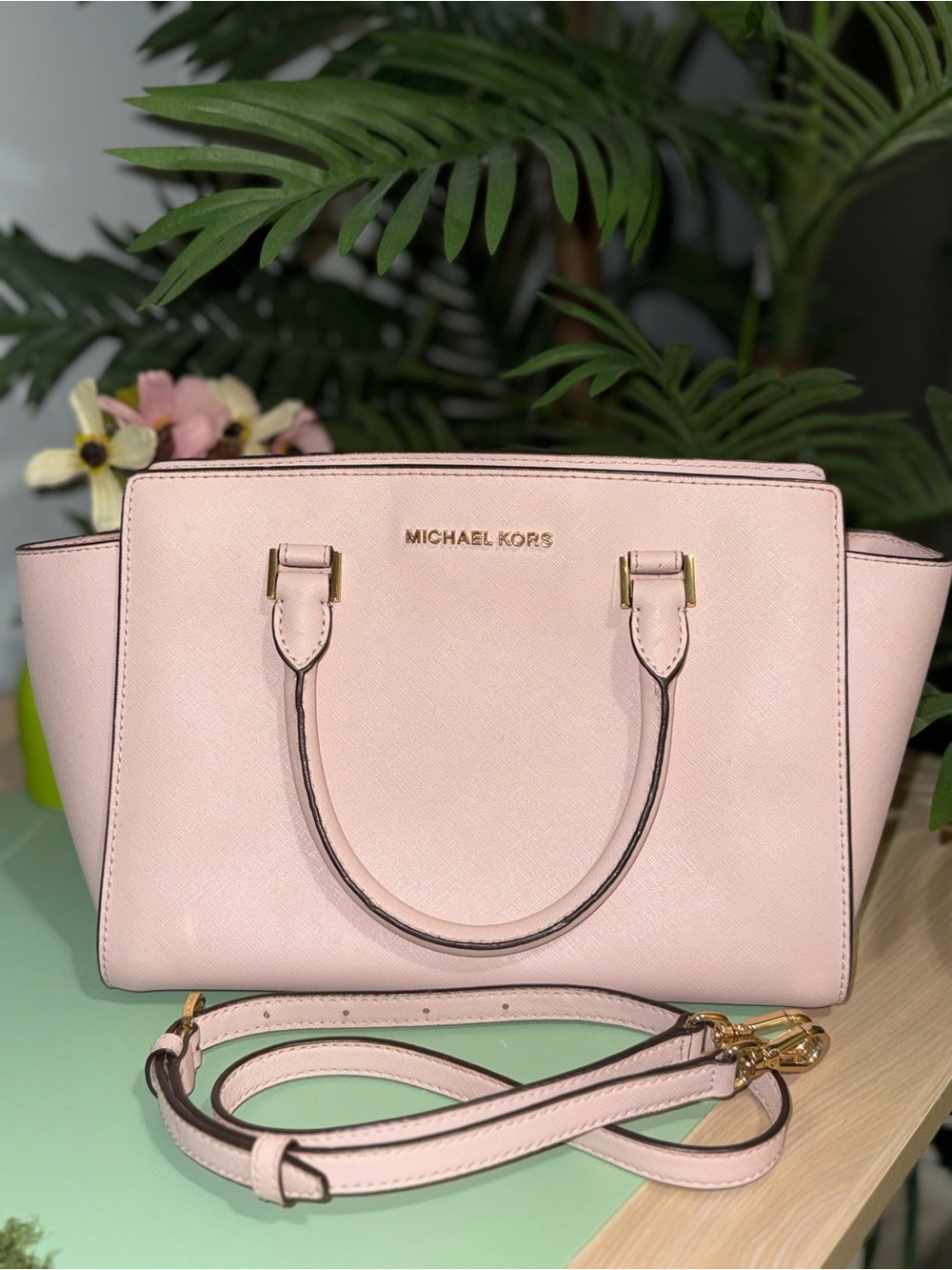 Michael Kors Blush Pink Saffiano Leather Satchel Bag